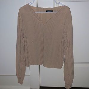 SHEIN tan long sleeve blouse